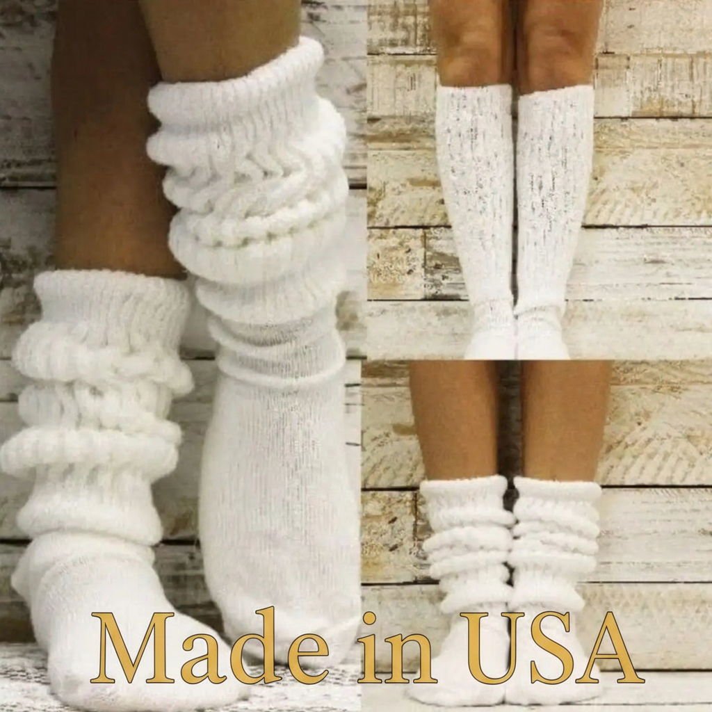 3 Pair Multipack Pack White Thick Cotton Slouch Socks • ULTIMATE Made in USA