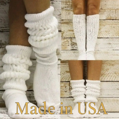 3 Pair Multipack Pack White Thick Cotton Slouch Socks • ULTIMATE Made in USA