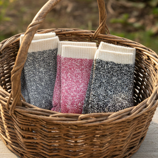 3 pair Bundle - Cotton marled yarn crew socks