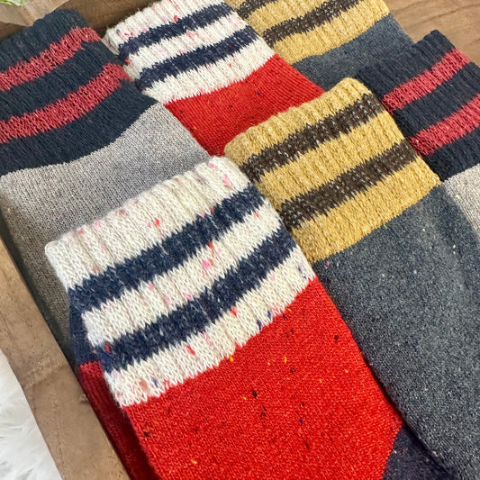 3 pair Bundle - Cozy stripe crew socks