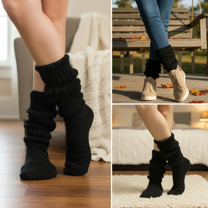 3 pairs of black cotton thick slouch socks for adults by Catherine Cole