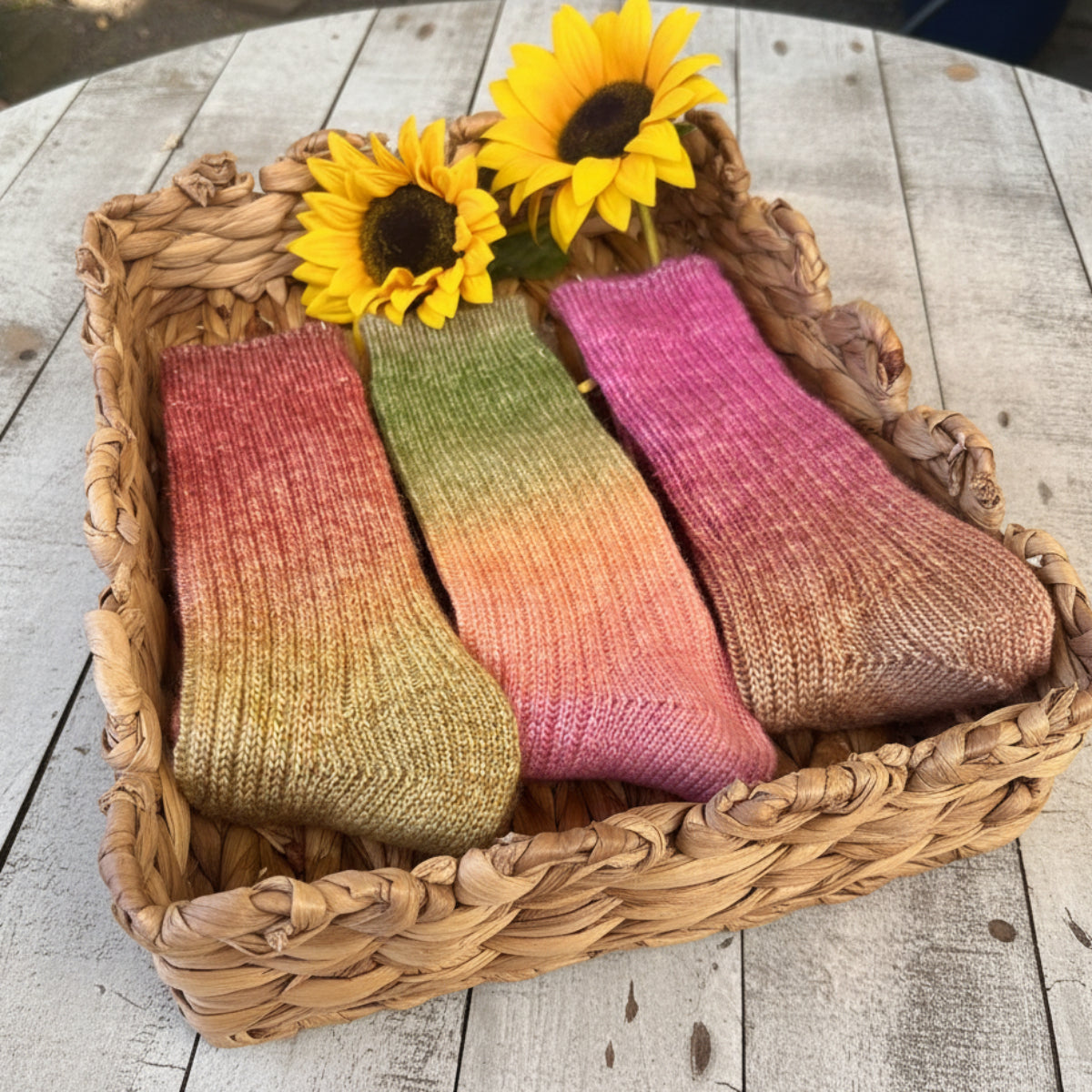 Channel your inner flower child with tie-dyed ombre crew socks that celebrate peace, love, and cozy vibes.