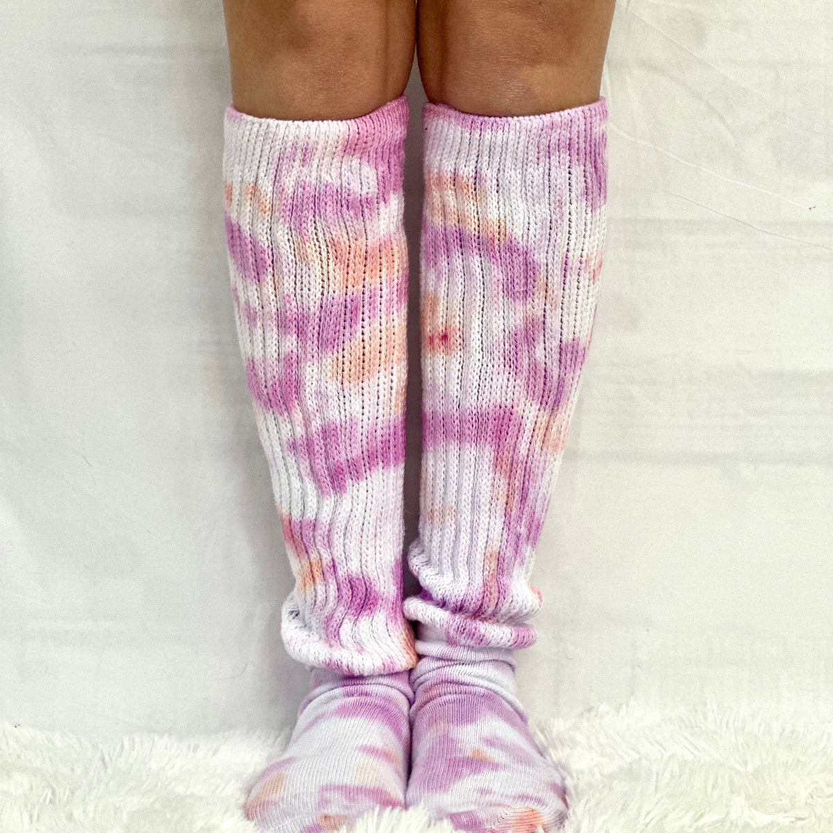 Tie dye pastel , Ultimate  cotton slouch socks for women , made in USA quality hooters cotton socks women
