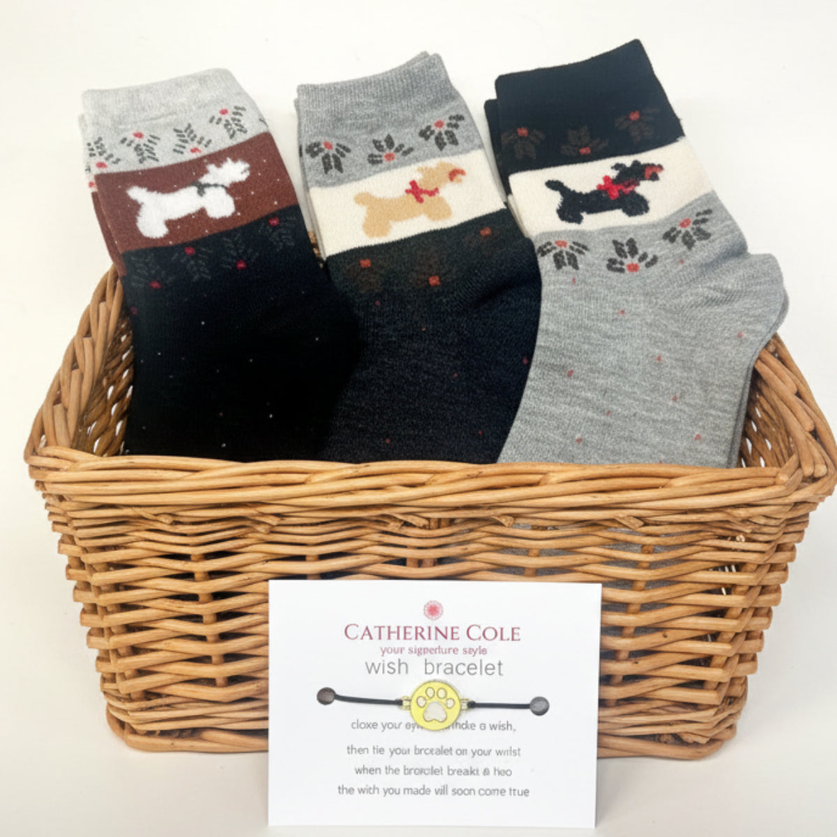 The Custom Dog Lover Gift Set (Novelty Socks + Paw Print Wish Bracelet)
