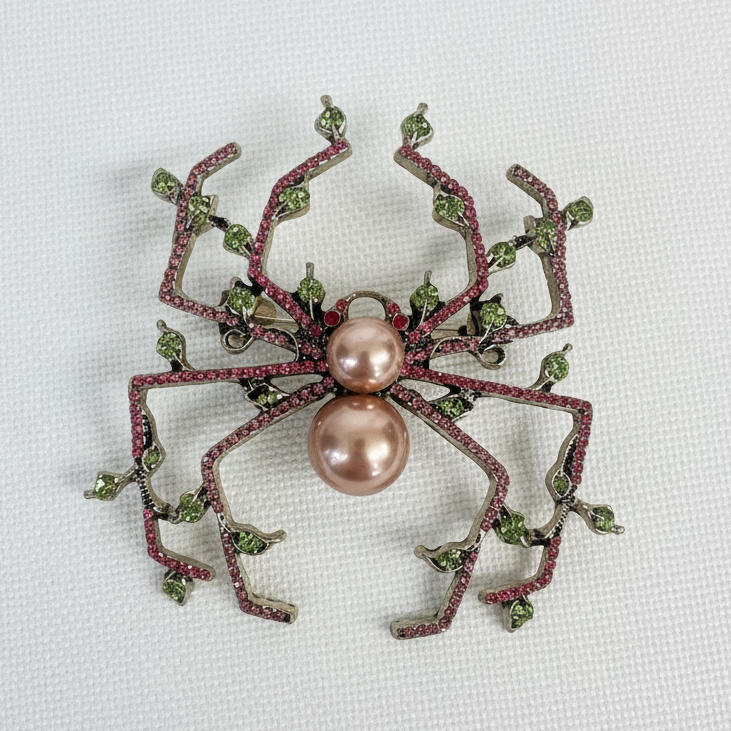 Charlotte's Garden | Pearl & Crystal Spider Brooch Pin