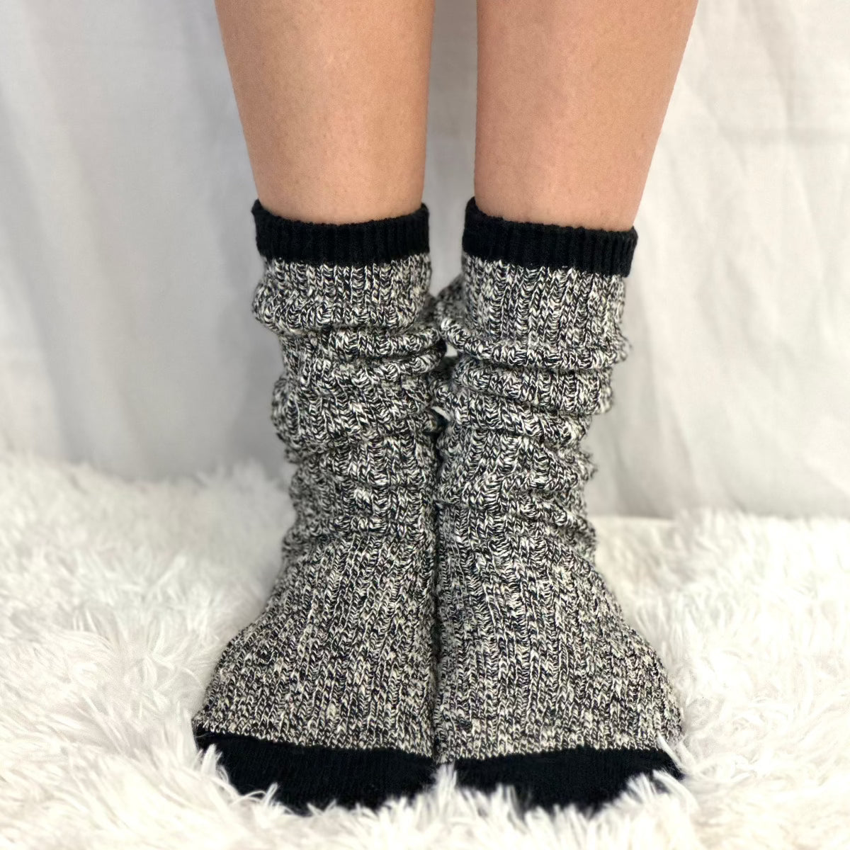 MARLED cotton short boot socks black