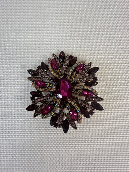 Vintage Inspired Sunburst Brooch 2" – Purple