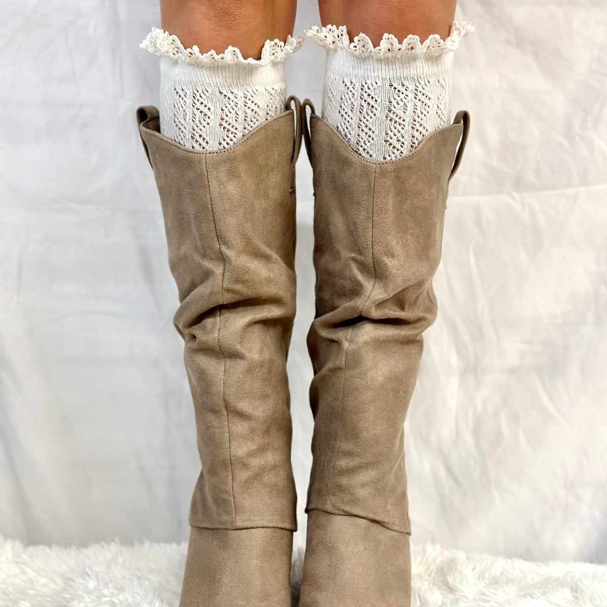 cowgirl boots socks, tall lace knee socks for women , Catherine Cole Atelier