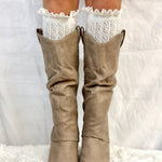 LOLITA lacy knee crochet socks - cream