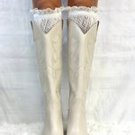 LOLITA lacy knee crochet socks - cream