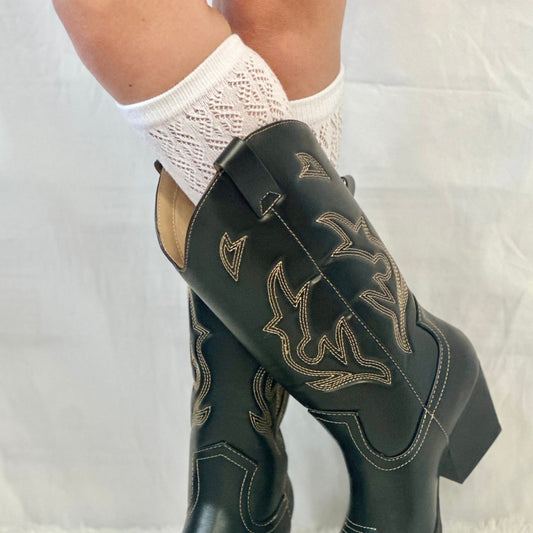 cowboy white boots ladies socks hosiery  socks to wear with cowboy western boots, lace boot socks for women