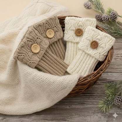 Woodland Button Tall Rain Boot Topper cuff— Taupe or Cream