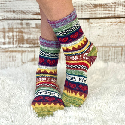 3 pairs HEARTS mix of patterned socks assorted in  sheer GIFT BAG + wish bracelet |  knit crew  ladies adult, ankle socks,  women's hosiery | Catherine Cole