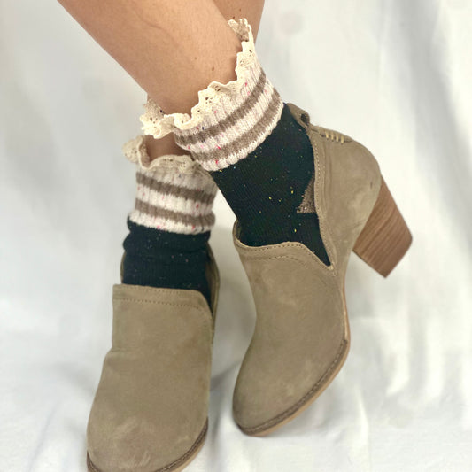 WINTER  striped walking socks - black