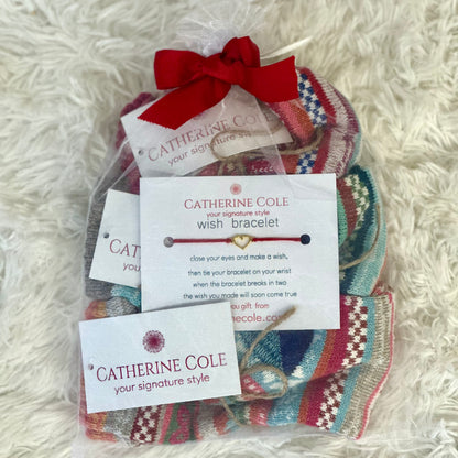 Valentine's Heart Socks Gift Set - 3 Pairs with Wish Bracelet
