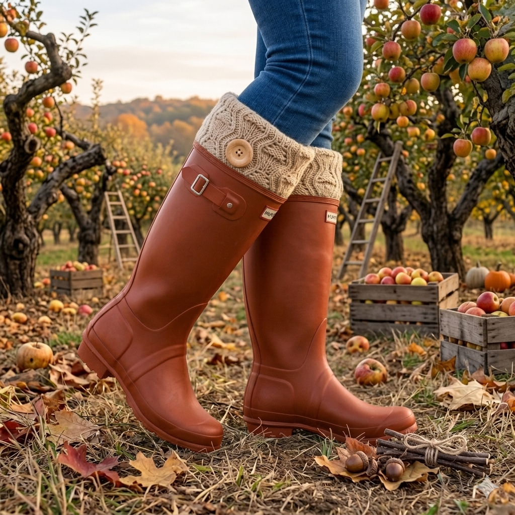 Woodland Button Tall Rain Boot Topper cuff— Taupe or Cream