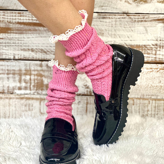 BOOTIE  lace slouch  socks - pink ankle socks  women Catheirne cole signature socks
