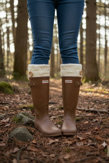Woodland Button Tall Rain Boot Topper cuff— Taupe or Cream