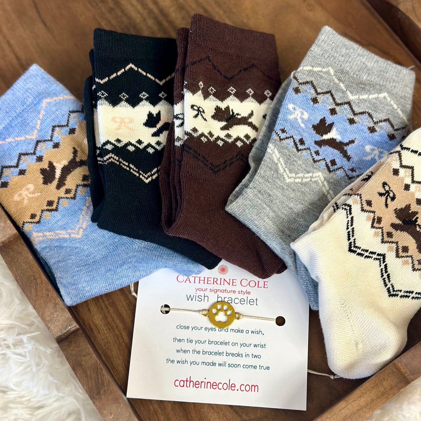 Barks and Bows 5-Pack assorted  Bundle + Wish Bracelet | Ankle Socks