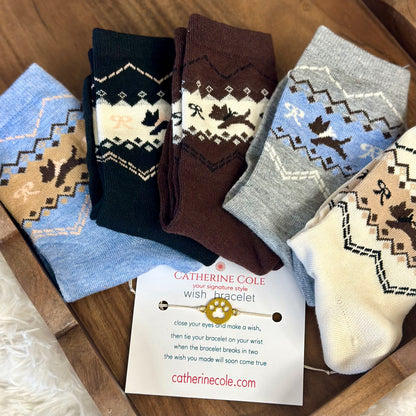 Barks and Bows 5-Pack assorted  Bundle + Wish Bracelet | Ankle Socks