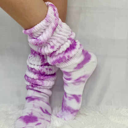 ULTIMATE  cotton  slouch socks women  - Tie dyed lilac