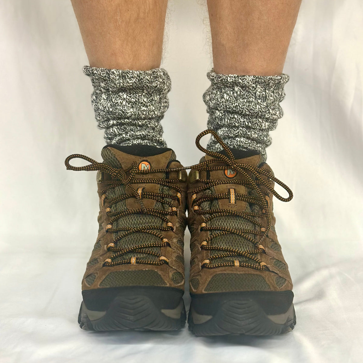 ALPINE  XL marled slouch socks men's 10-14 - salt n pepper
