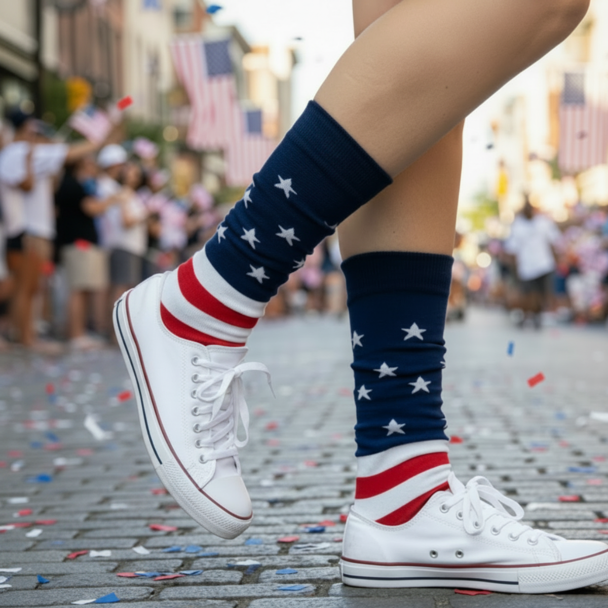 American Flag Ankle Socks - Patriotic Stars & Stripes Crew Socks