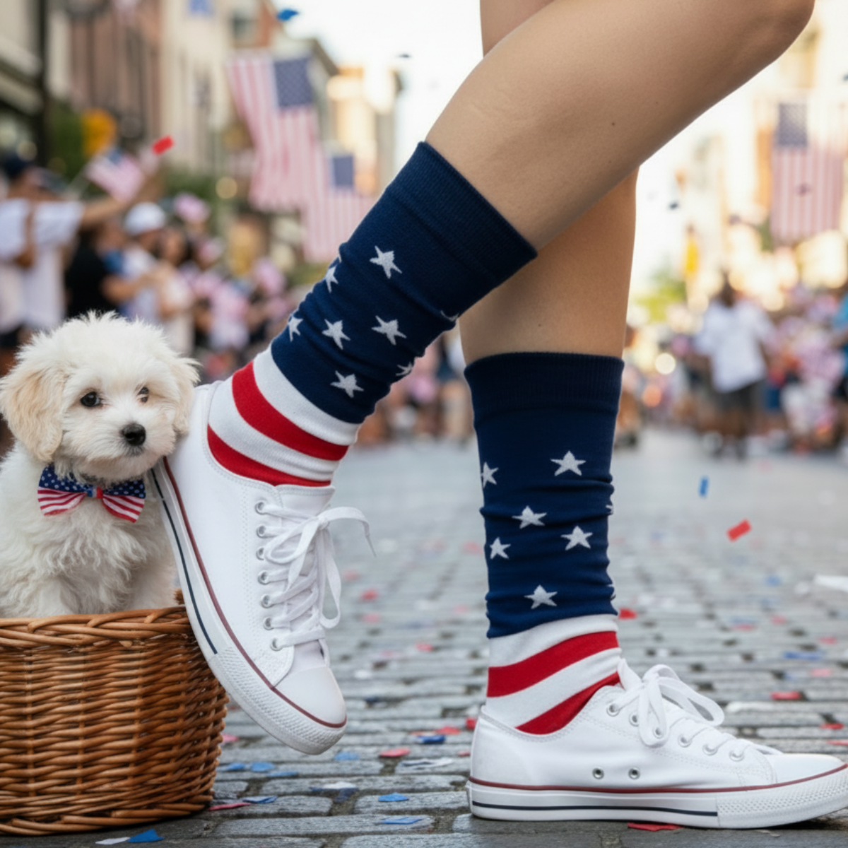 American Flag Ankle Socks - Patriotic Stars & Stripes Crew Socks