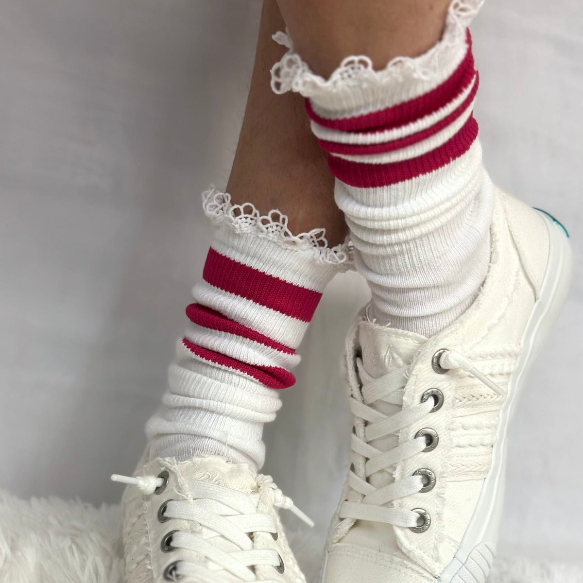 SCHOOLGIRL striped athletic socks women's, stripe slouch socks white women fashion, quality USA