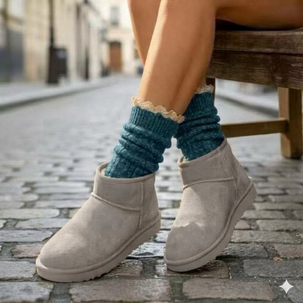 The Confetti Tweed Lace Ankle Sock — Slate Blue