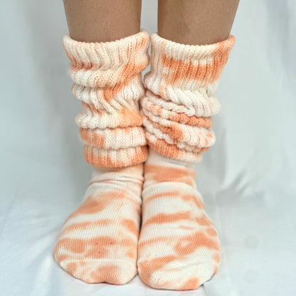 ULTIMATE  cotton  slouch socks women  - Tie dyed  orange