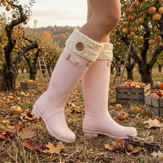 Woodland Button Tall Rain Boot Topper cuff— Taupe or Cream
