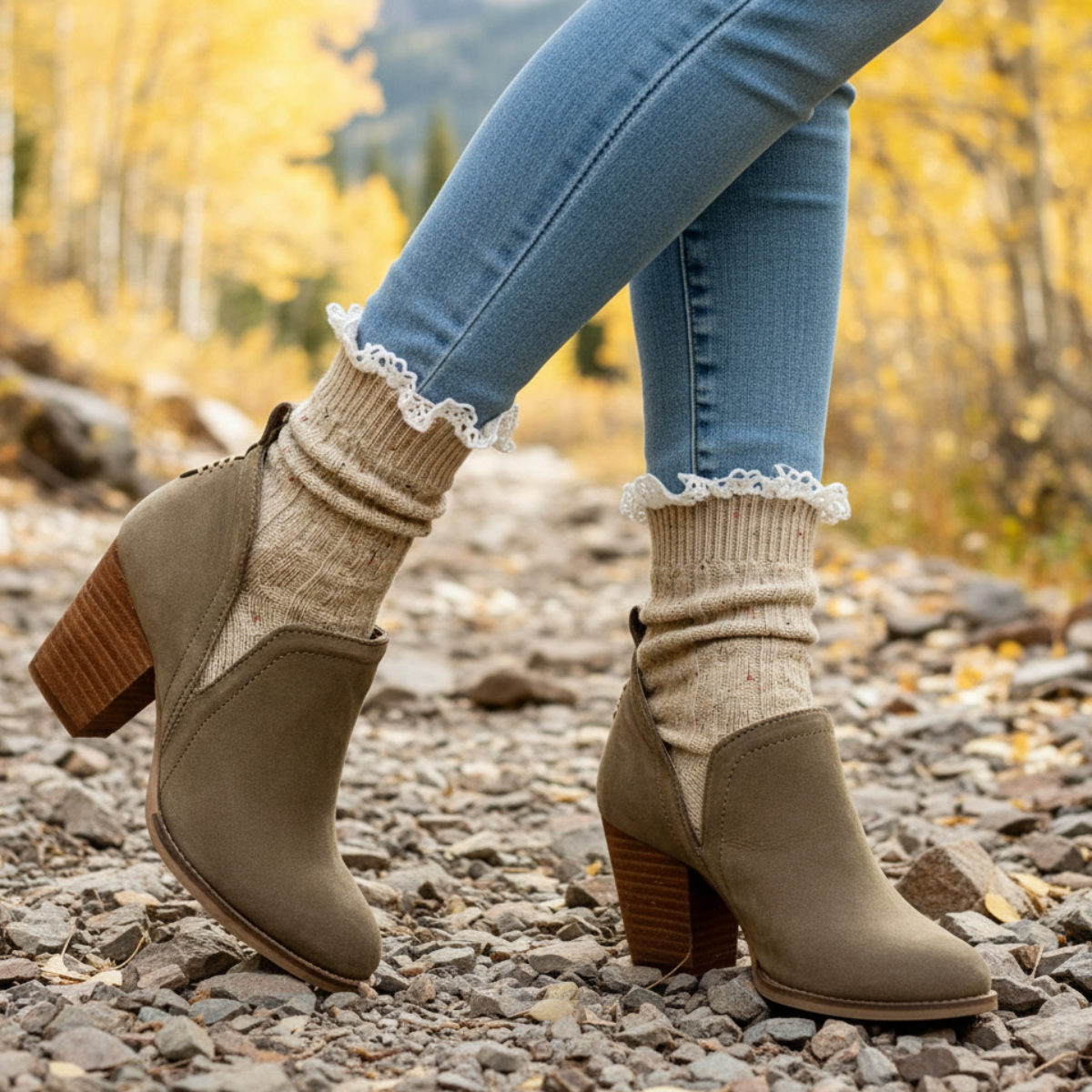 line knit lace topped ankle boot by Catherine Cole