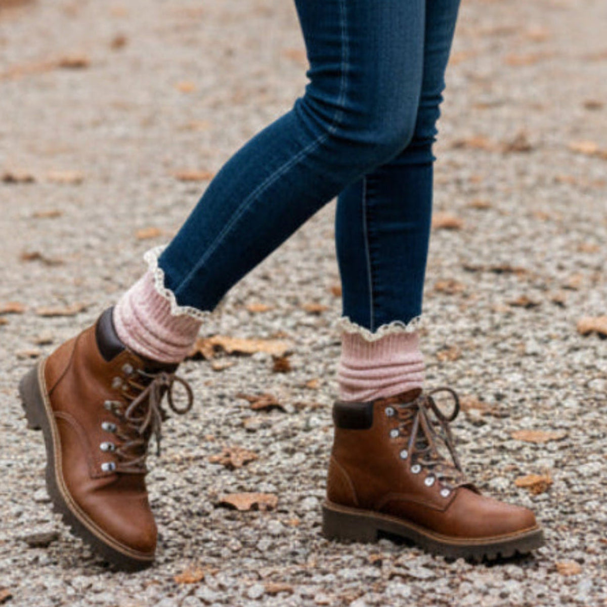BOOTIE lace slouch socks - soft pink confetti socks for women by Catherine Cole socks