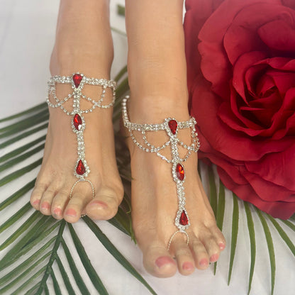 BRIDE wedding barefoot sandals - sapphire ruby red, designer beach bridal bride bridesmaid fashion by Catherine Cole