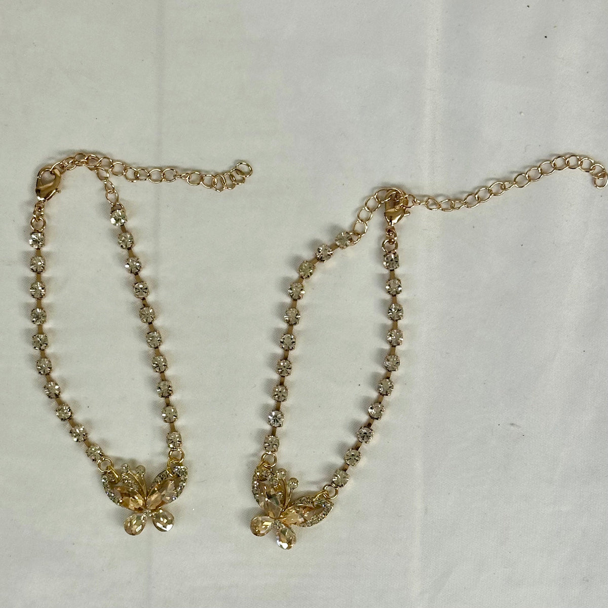 BUTTERFLY rhinestone wedding ankle bracelet  - gold