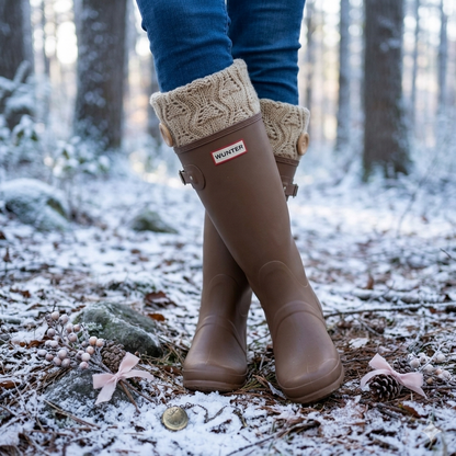Woodland Button Tall Rain Boot Topper cuff— Taupe or Cream