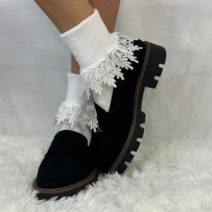 chantilly lace cuff socks , signature lace socks women, Catherine Cole Atelier