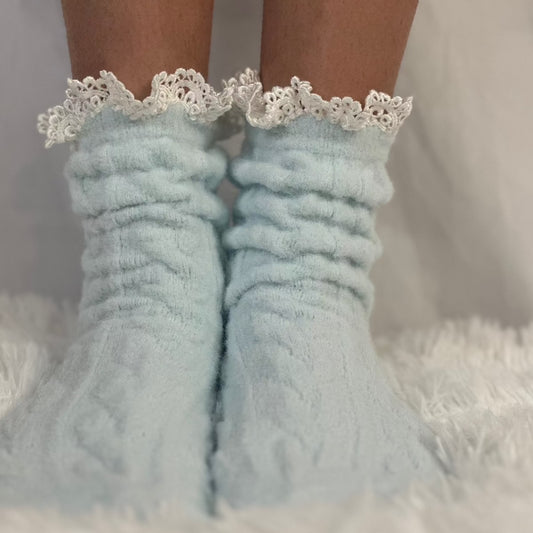 Heavenly lace trimmed socks women, best quality socks ladies.