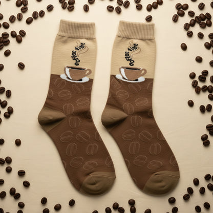 Coffee Lover Gift Set | 2 Pairs Coffee Socks + Coffee Cup Earrings