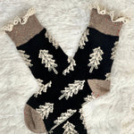 FOREST knit whimsical print crew sock - brown