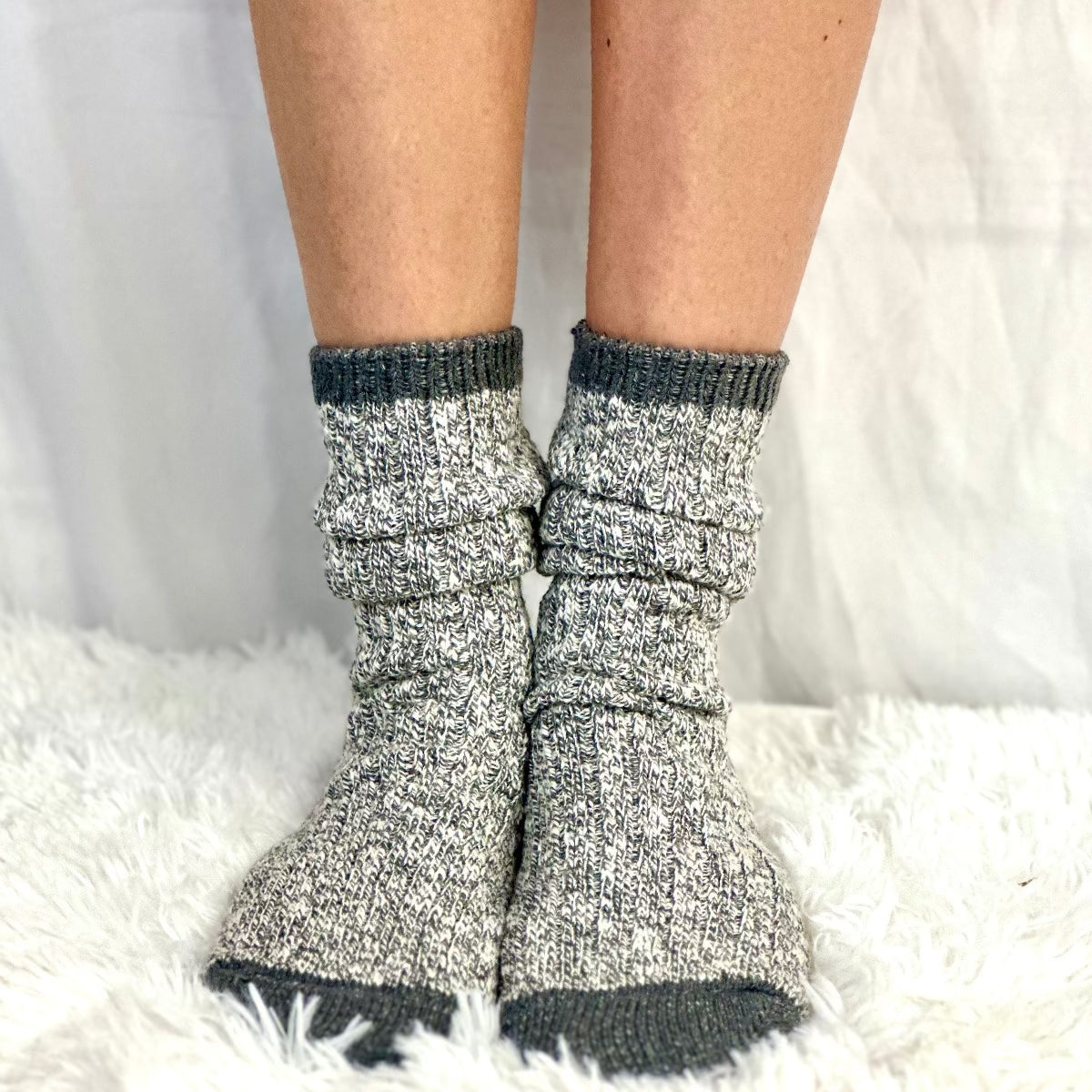 MARLED cotton short boot socks grey quality USA made socks for