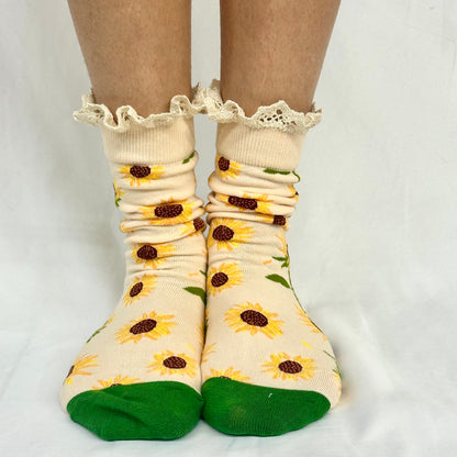 SUNFLOWER floral lace ankle sock