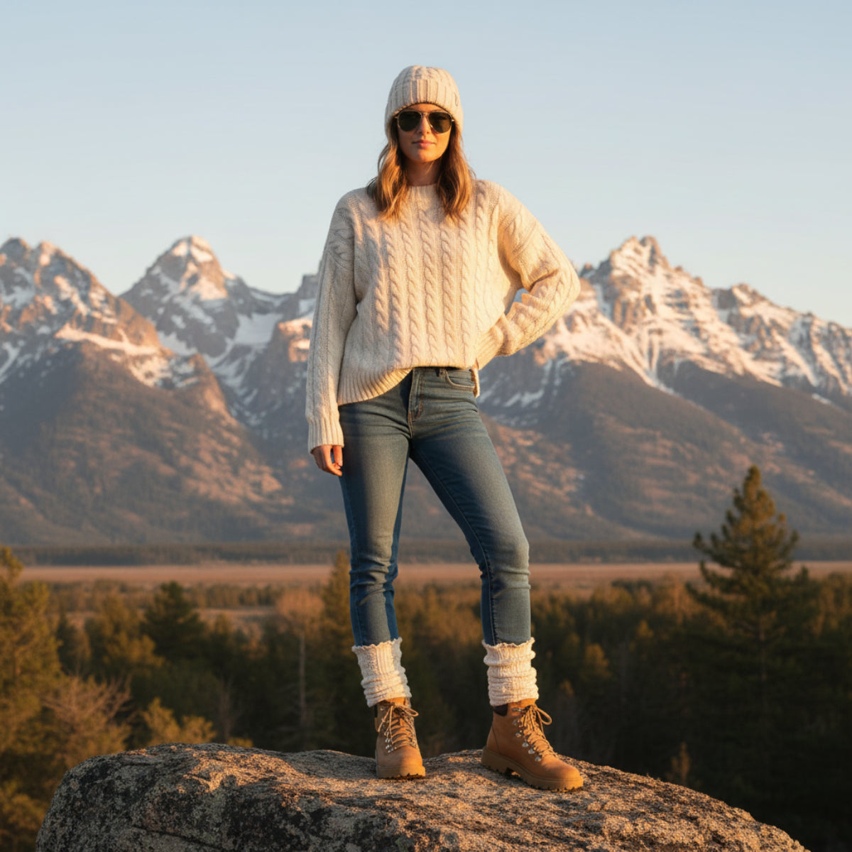 CLASSIC Cable Knit Lace Top boot Socks - Natural Beige made usa