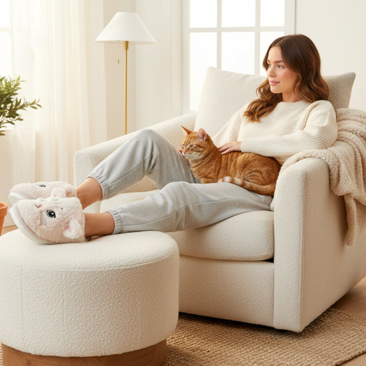 Cat Lover 3-Piece Gift Set – Cozy Cat Slipper Socks, Assorted Cat Socks & Handmade Wish Bracelet