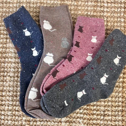 Cat Lover 3-Piece Gift Set – Cozy Cat Slipper Socks, Assorted Cat Socks & Handmade Wish Bracelet by Catherine cole