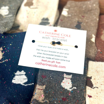 Cat Socks Women 3-Pack Bundle + Wish Bracelet | Catherine Cole