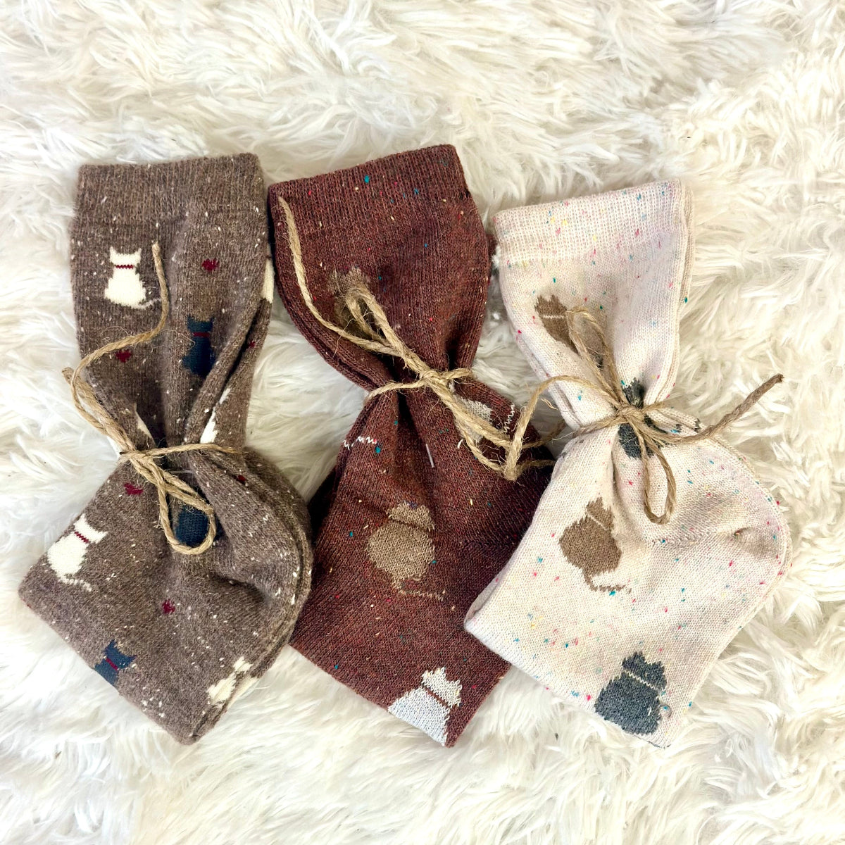 Cat Socks Women 3-Pack Bundle + Wish Bracelet | Catherine Cole