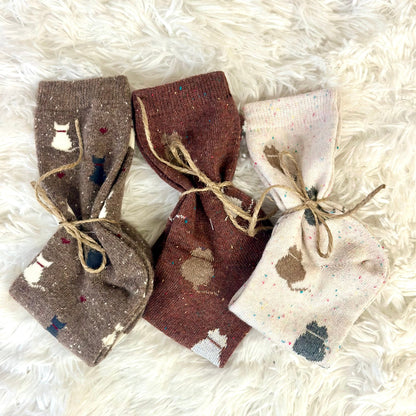 Cat Socks Women 3-Pack Bundle + Wish Bracelet | Catherine Cole