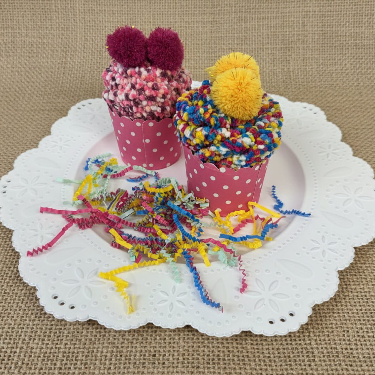 Confetti Cupcake Socks Gift Set | 2 Pairs | Pom-Pom Topped Novelty Sock Gift by Catherine Cole